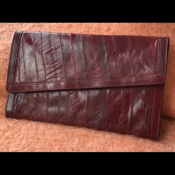 Vintage Lee Sands EEL SKIN Clutch Purse - Picture 2 of 7